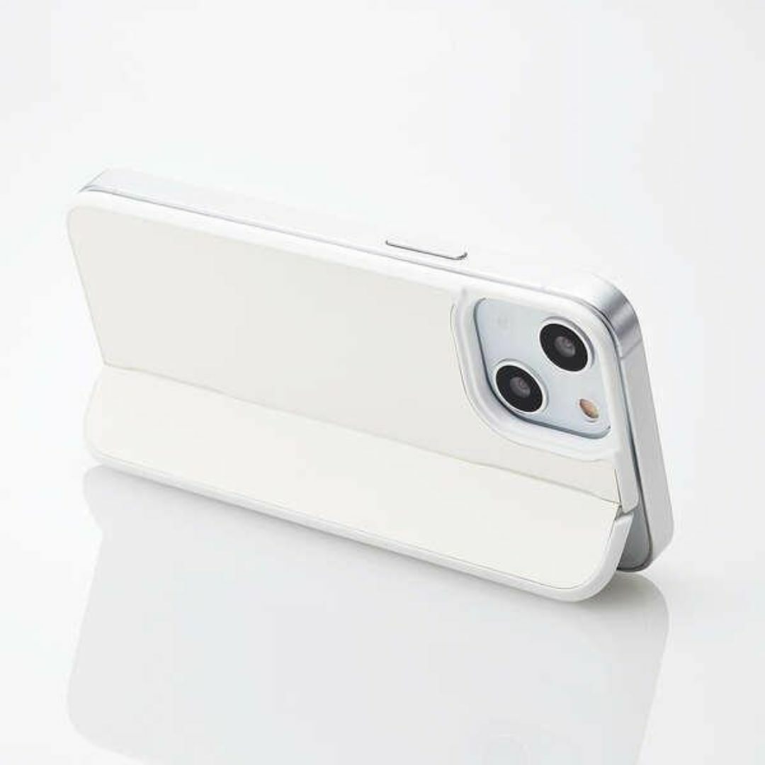 ELECOM(エレコム)のiPhone 13 mini 用 背面パネル スタンド収納式カバー ホワイト スマホ/家電/カメラのスマホアクセサリー(iPhoneケース)の商品写真