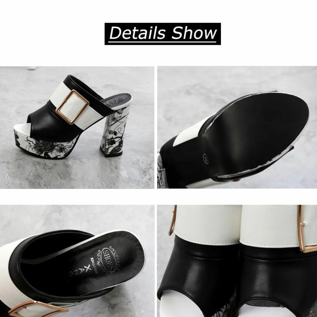 厚底 ミュールサンダル チャンキーヒール ヒール:約11cm 韓国風  レディースの靴/シューズ(サンダル)の商品写真