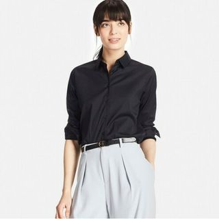 ユニクロ(UNIQLO)の新品 S ユニクロ スーピマコットン 薄手 ストレッチ シャツ トップス(シャツ/ブラウス(長袖/七分))