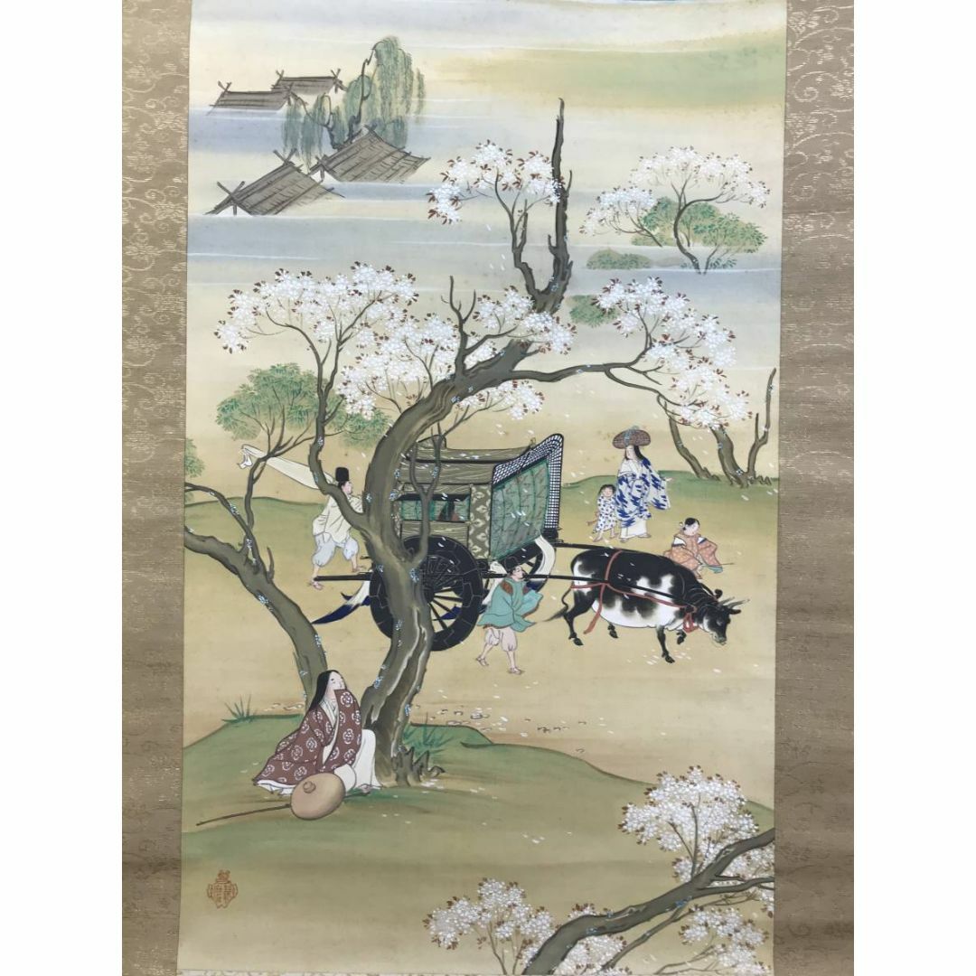 真作/永井幾麻/平安花之都/山水図/人物図/歴史画/掛軸☆宝船☆AE 真作/永井幾麻/平安花之都/山水図/人物図/歴史画/掛軸☆宝船☆AE