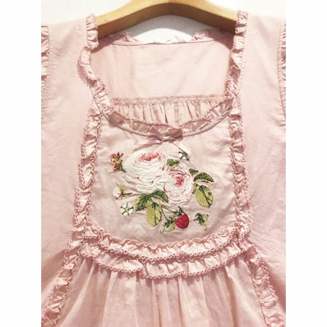 ピンクハウス♡新品・未使用♡ベリーローズ刺繍の綿ローンタブリエ