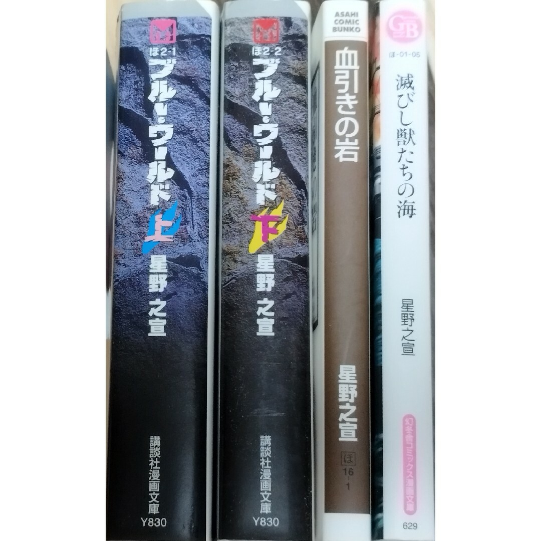 星野之宣４冊文庫本セット　ブルーワールド上・下　血引きの岩　滅びし獣たちの海 エンタメ/ホビーの漫画(青年漫画)の商品写真