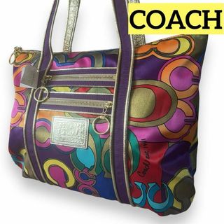 コーチ(COACH)の希少デザイン　COACH　ポピーポップ　Cグラム　キャンバストート　マルチカラー(トートバッグ)