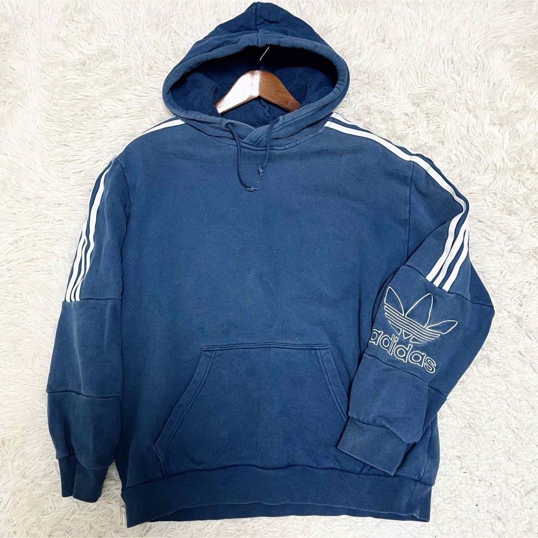 adidas(アディダス)の良カラー アディダス プルオーバーパーカー トレフォイルロゴ 刺繍 3XL 春 メンズのトップス(パーカー)の商品写真