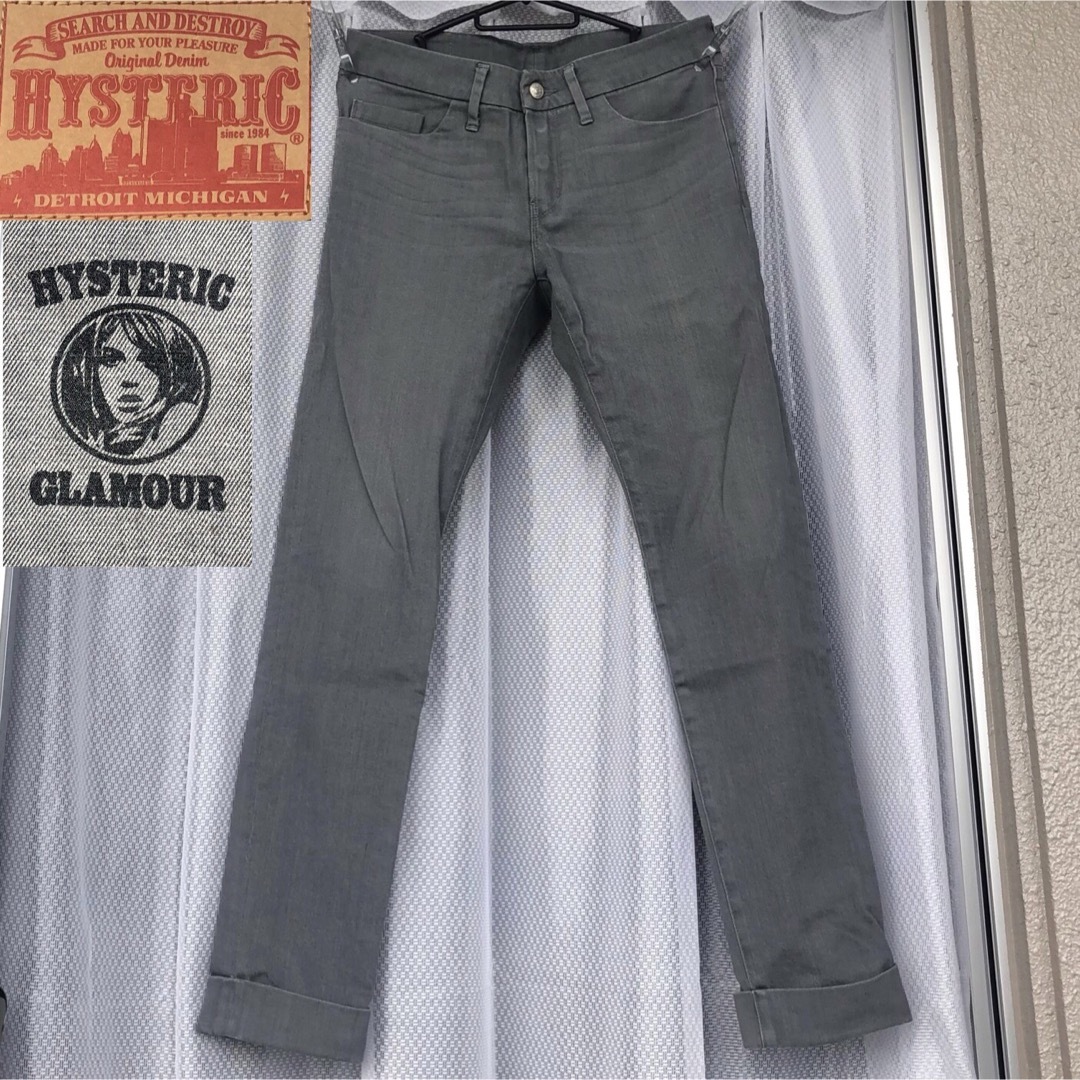 HYSTERIC GLAMOUR(ヒステリックグラマー)の裾W加工★ストレッチ ストレート デニム パンツ グレー ヒステリックグラマー メンズのパンツ(デニム/ジーンズ)の商品写真