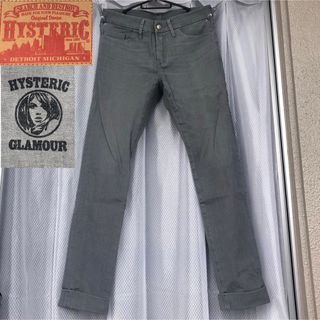 ヒステリックグラマー(HYSTERIC GLAMOUR)の裾W加工★ストレッチ ストレート デニム パンツ グレー ヒステリックグラマー(デニム/ジーンズ)