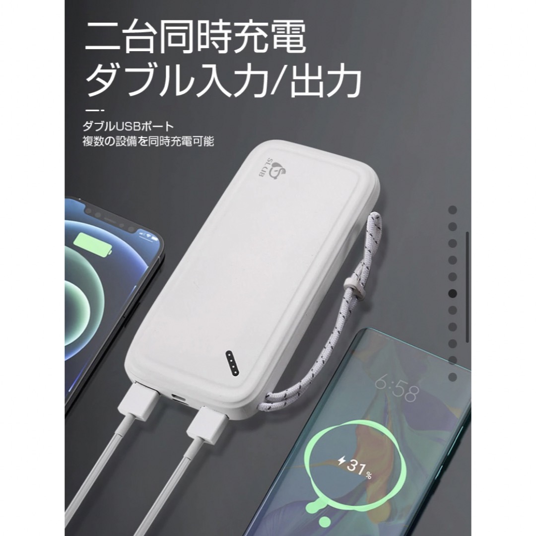 即購入OK モバイルバッテリー 12000mAh 二台同時充電　ブラック スマホ/家電/カメラのスマートフォン/携帯電話(バッテリー/充電器)の商品写真