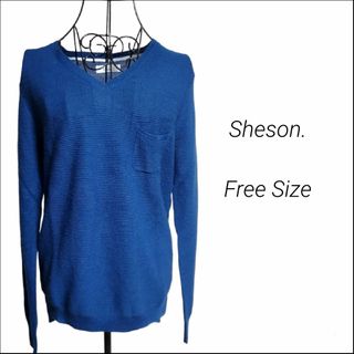 シーズン(Sheson)の☆Sheson.☆春ニット☆Vネック☆薄手☆Free Size☆(ニット/セーター)