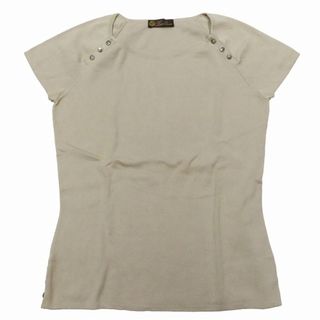 ロロピアーナ(LORO PIANA)の美品 ロロピアーナ Loro Piana 半袖 ハイゲージ ニット ベージュ(ニット/セーター)