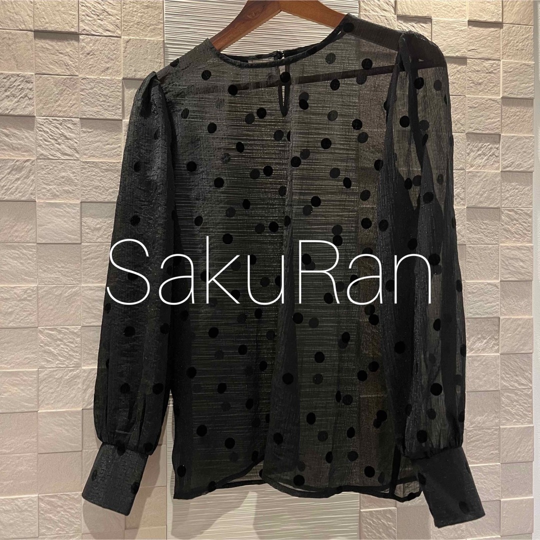 ドット シアー ブラウス ブラック♡16バースデーバッシュ スナイデル zara レディースのトップス(シャツ/ブラウス(長袖/七分))の商品写真