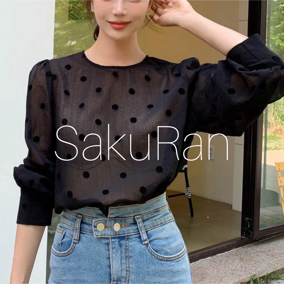 ドット シアー ブラウス ブラック♡16バースデーバッシュ スナイデル zara レディースのトップス(シャツ/ブラウス(長袖/七分))の商品写真