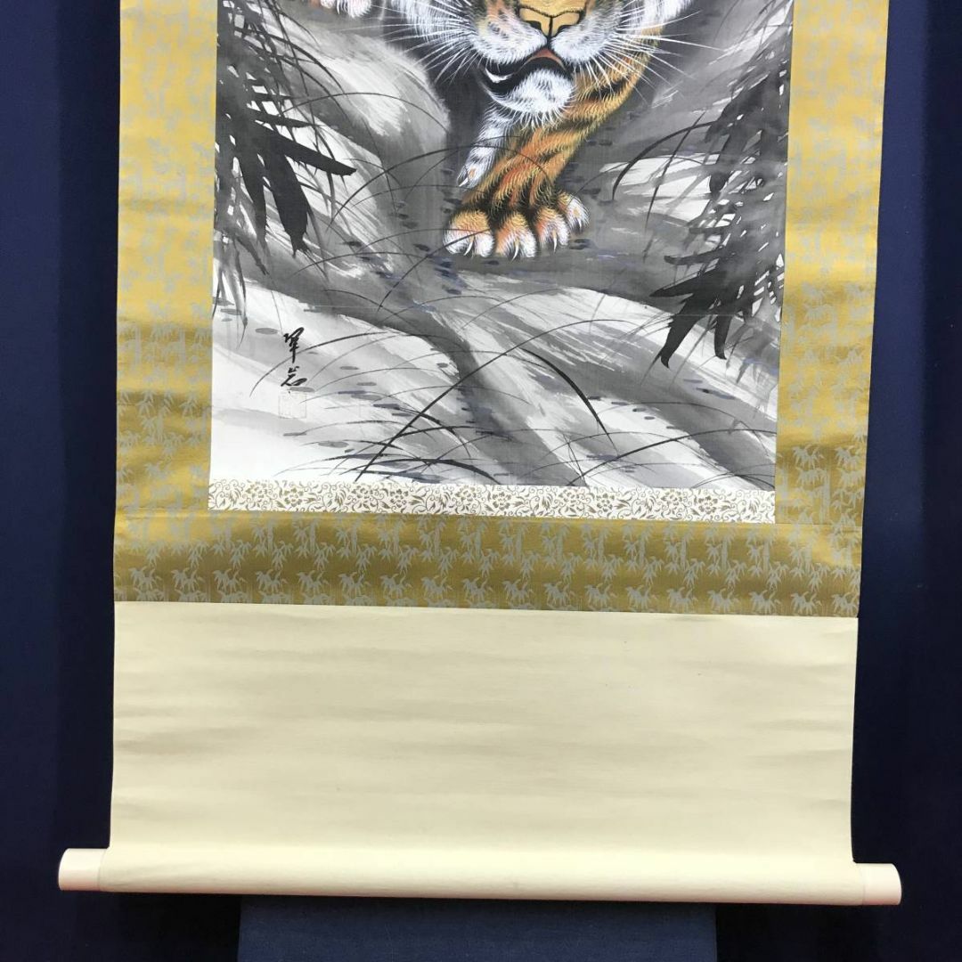 真作/翠岩/猛虎図/トラ図/とら図/花鳥図/動物図/掛軸☆宝船☆AE 真作/翠岩/猛虎図/トラ図/とら図/花鳥図/動物図/掛軸☆宝船☆AE