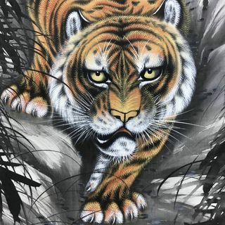 真作/翠岩/猛虎図/掛軸☆宝船☆R‐750 なにげない 真作/翠岩/猛虎図/掛軸☆宝船☆R‐750 なにげない