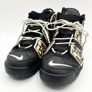 ナイキ(NIKE)の美品 ナイキ エアモア アップテンポ ブラックカモ 迷彩 日本未発売 黒 刺繍(スニーカー)