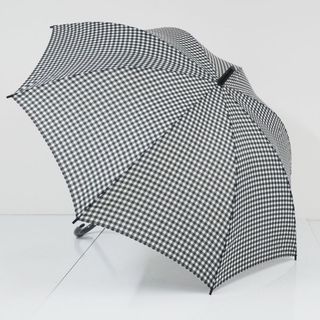 MUJI (無印良品) - M02 MUJI 無印良品 傘 USED美品 しるしのつけられる傘 ギンガムチェック 白 黒 グラス骨 男女兼用 左利き兼用 60cｍ KR