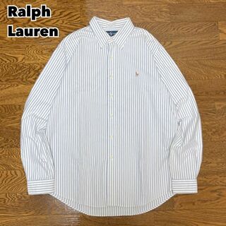 ラルフローレン(Ralph Lauren)のRalph Lauren ラルフローレン シャツ長袖 ストライプ ホワイト 水色(Tシャツ/カットソー(七分/長袖))