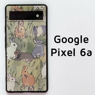 Google Pixel 6a 緑 うさぎ ソフトケース カバー ピクセル(Androidケース)