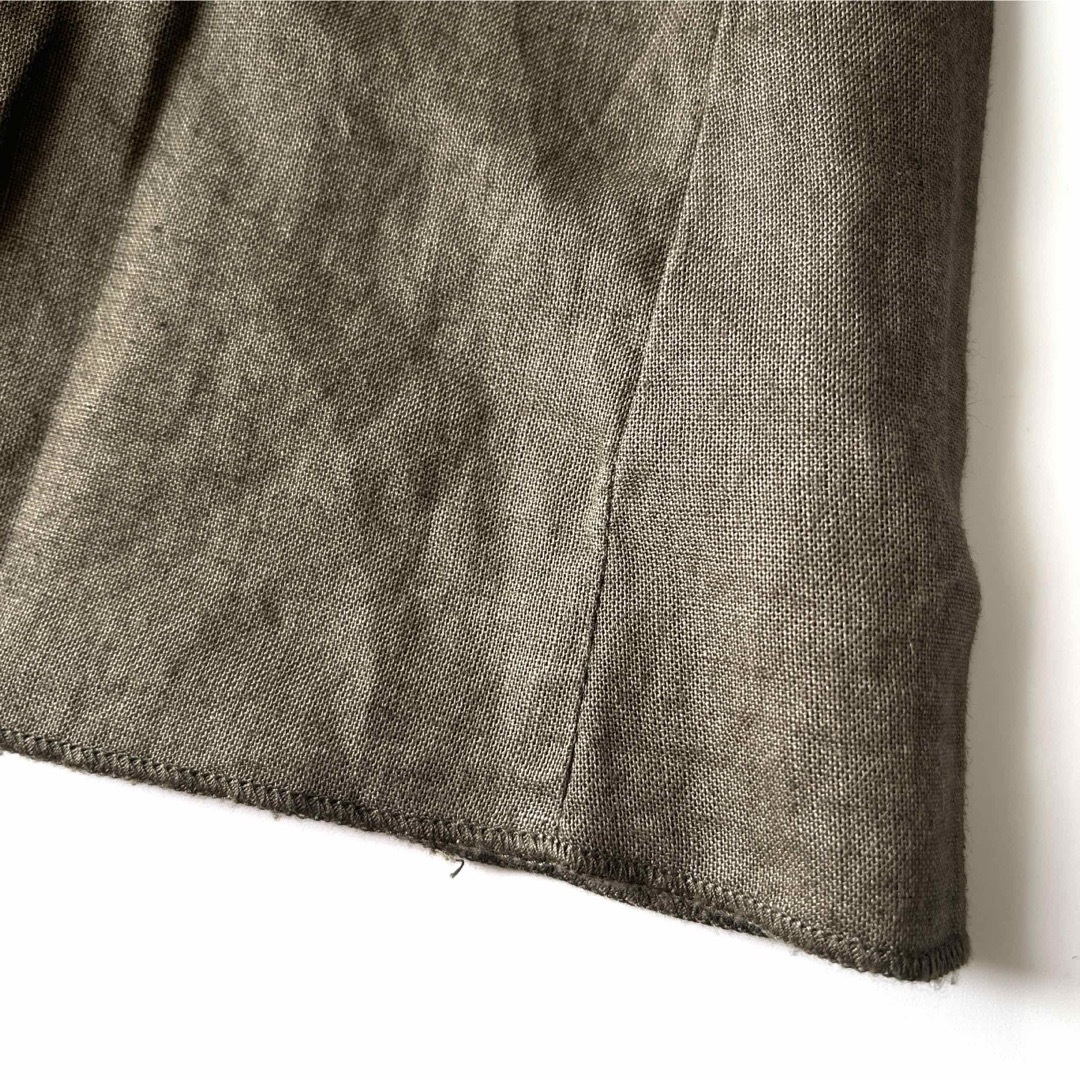 nest Robe(ネストローブ)のネストローブ　リネン100%  七分袖　ブラウス　ゆったりフレア　カーキ　フリー レディースのトップス(シャツ/ブラウス(長袖/七分))の商品写真