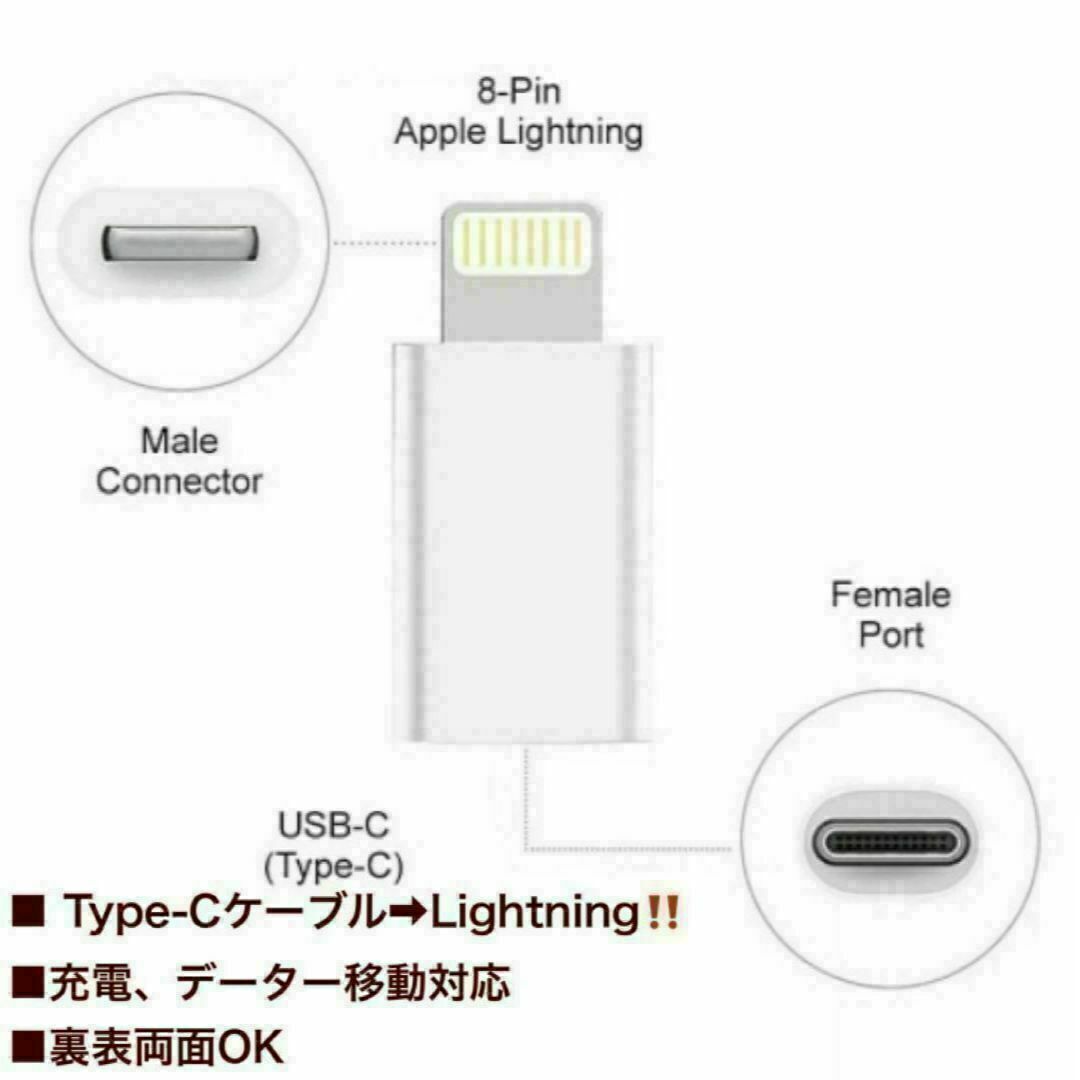 Type-C➡︎Lightning 変換アダプター 充電 他 iPhone接続！ エンタメ/ホビーのエンタメ その他(その他)の商品写真