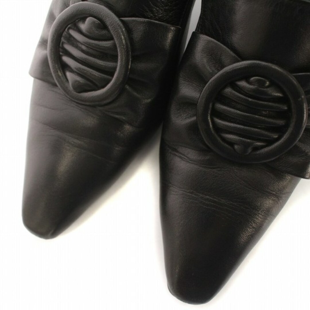 プールサイド POOLSIDE パンプス ヒール リボン レザー 24.5㎝ 黒 レディースの靴/シューズ(ハイヒール/パンプス)の商品写真