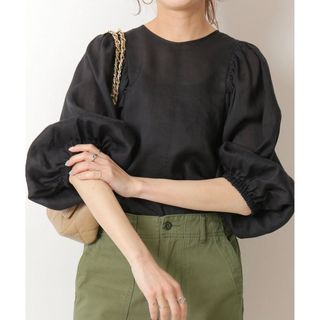 スピックアンドスパン(Spick & Span)のSpick and Span ボリュームスリーブラミーシャツ 黒(シャツ/ブラウス(長袖/七分))