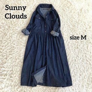 サニークラウズ(Sunny clouds（FELISSIMO）)のサニークラウズ　デニムワンピース　シャツワンピ　インディゴ　サイズMP   綿(ロングワンピース/マキシワンピース)