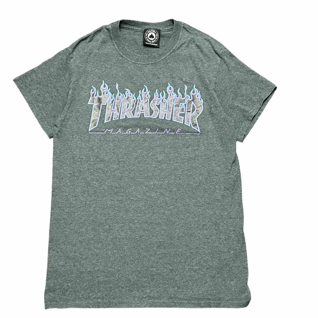 THRASHER(スラッシャー)のスラッシャー 半袖Tシャツ 炎 スペードタグ グレー US古着 v35 メンズのトップス(Tシャツ/カットソー(半袖/袖なし))の商品写真