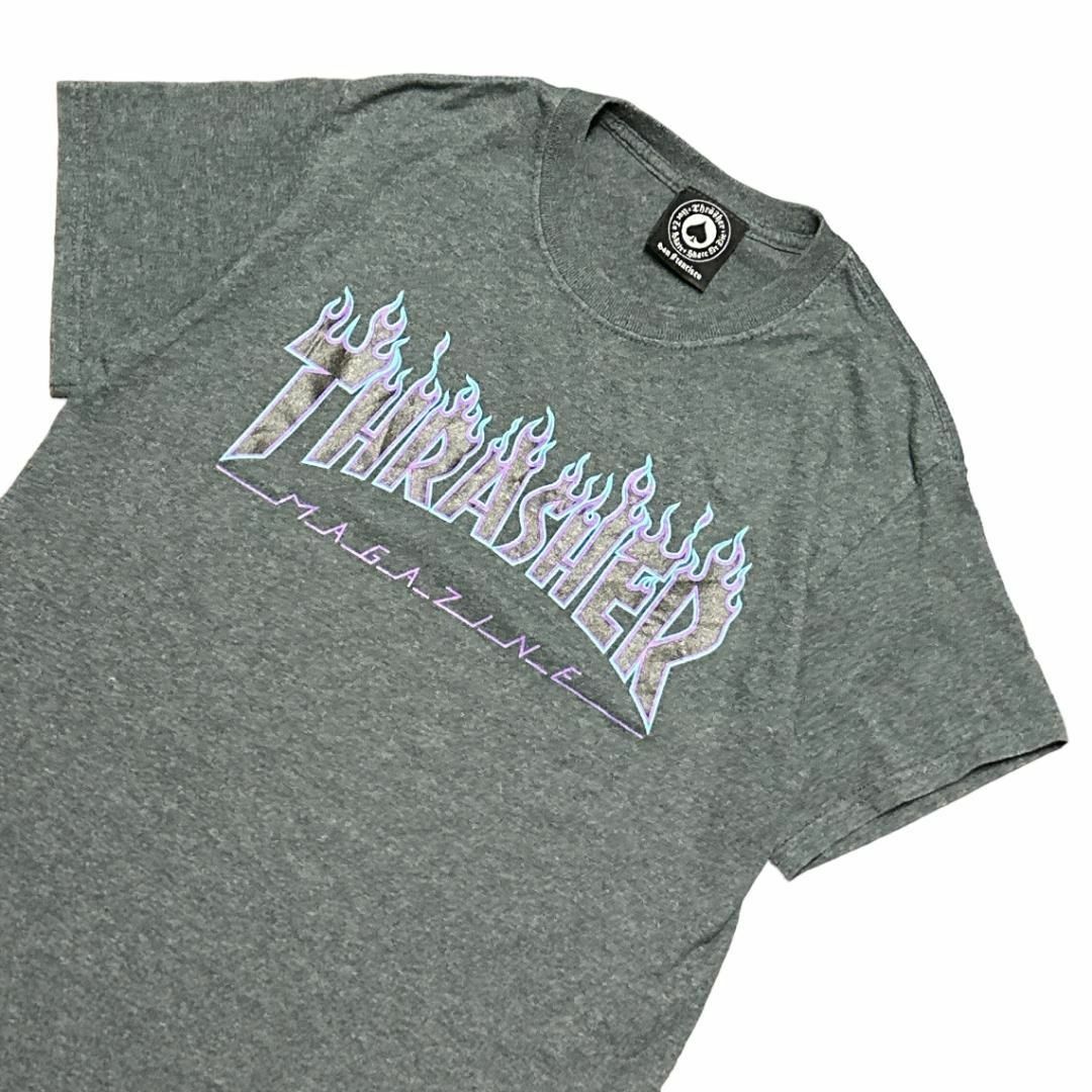 THRASHER(スラッシャー)のスラッシャー 半袖Tシャツ 炎 スペードタグ グレー US古着 v35 メンズのトップス(Tシャツ/カットソー(半袖/袖なし))の商品写真