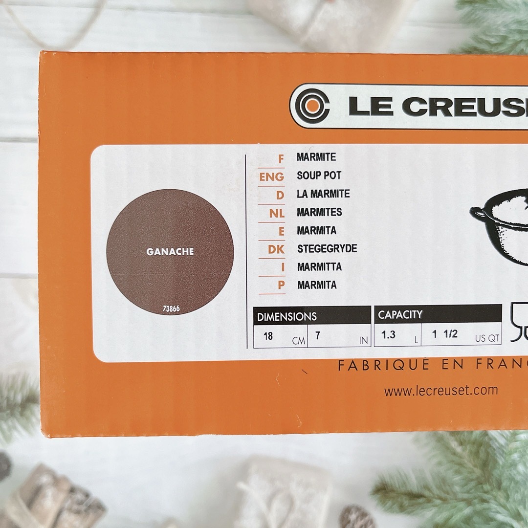 LE CREUSET(ルクルーゼ)の♡ルクルーゼ　マルミット　18cm ガナッシュ　ブラウン　両手鍋　チョコレート色 インテリア/住まい/日用品のキッチン/食器(鍋/フライパン)の商品写真