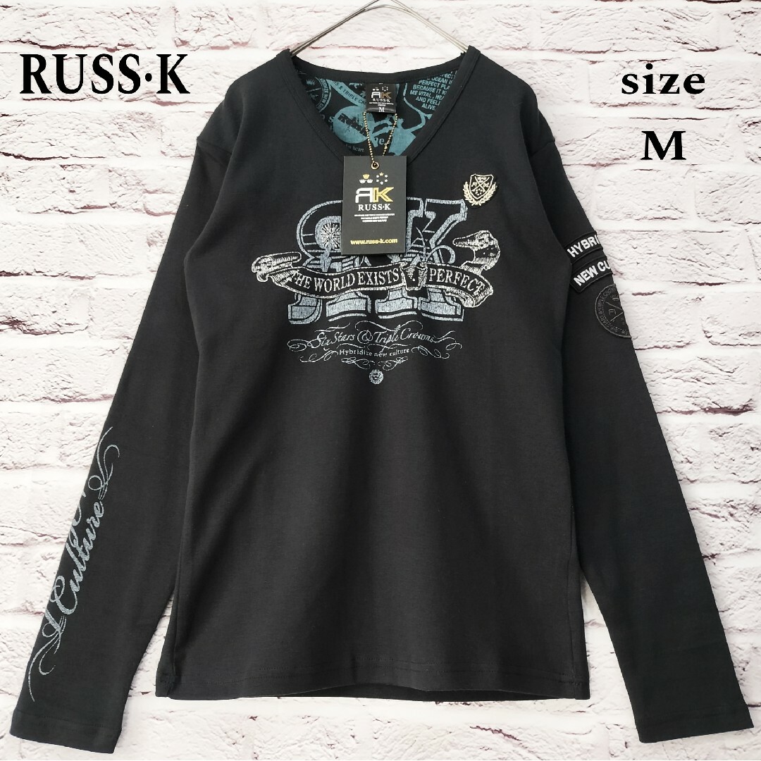 RUSS・K(ラスケー)の【未使用品タグ付き】ラスケー RUSS·K 両面 アームプリント ロンT メンズのトップス(Tシャツ/カットソー(七分/長袖))の商品写真