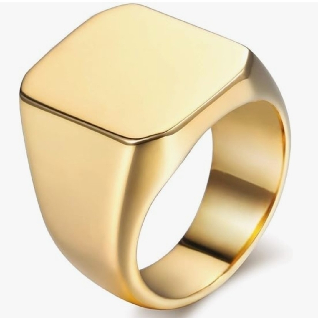 A206 リング ゴールド 指輪 チタン ステンレス メンズ おしゃれ 18mm メンズのアクセサリー(リング(指輪))の商品写真