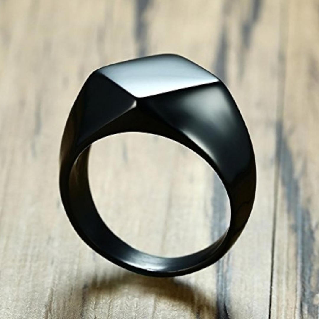 A209 リング ブラック 指輪 ステンレス メンズ レディース 16mm メンズのアクセサリー(リング(指輪))の商品写真