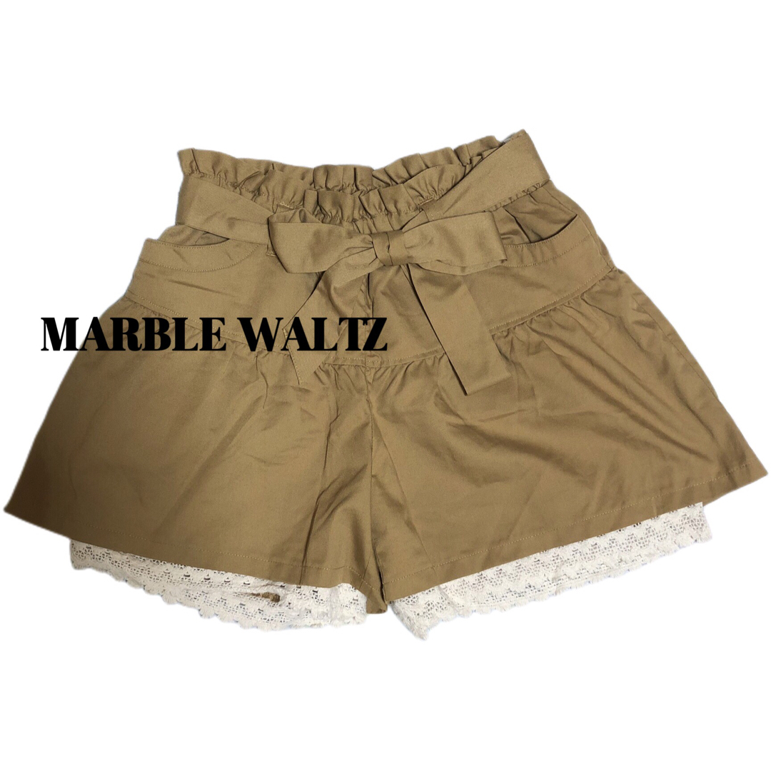 【MARBLE WALTZ】ウエストゴムリボン付裾レースキュロット　ベージュ　M レディースのパンツ(キュロット)の商品写真