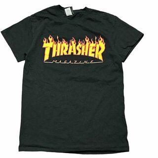 スラッシャー(THRASHER)のスラッシャー 半袖Tシャツ 炎 スペードタグ ブラック US古着 v37(Tシャツ/カットソー(半袖/袖なし))