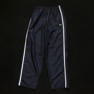 NIKE - 00s y2k Nike サイドライン nylon pants swoosh 紺