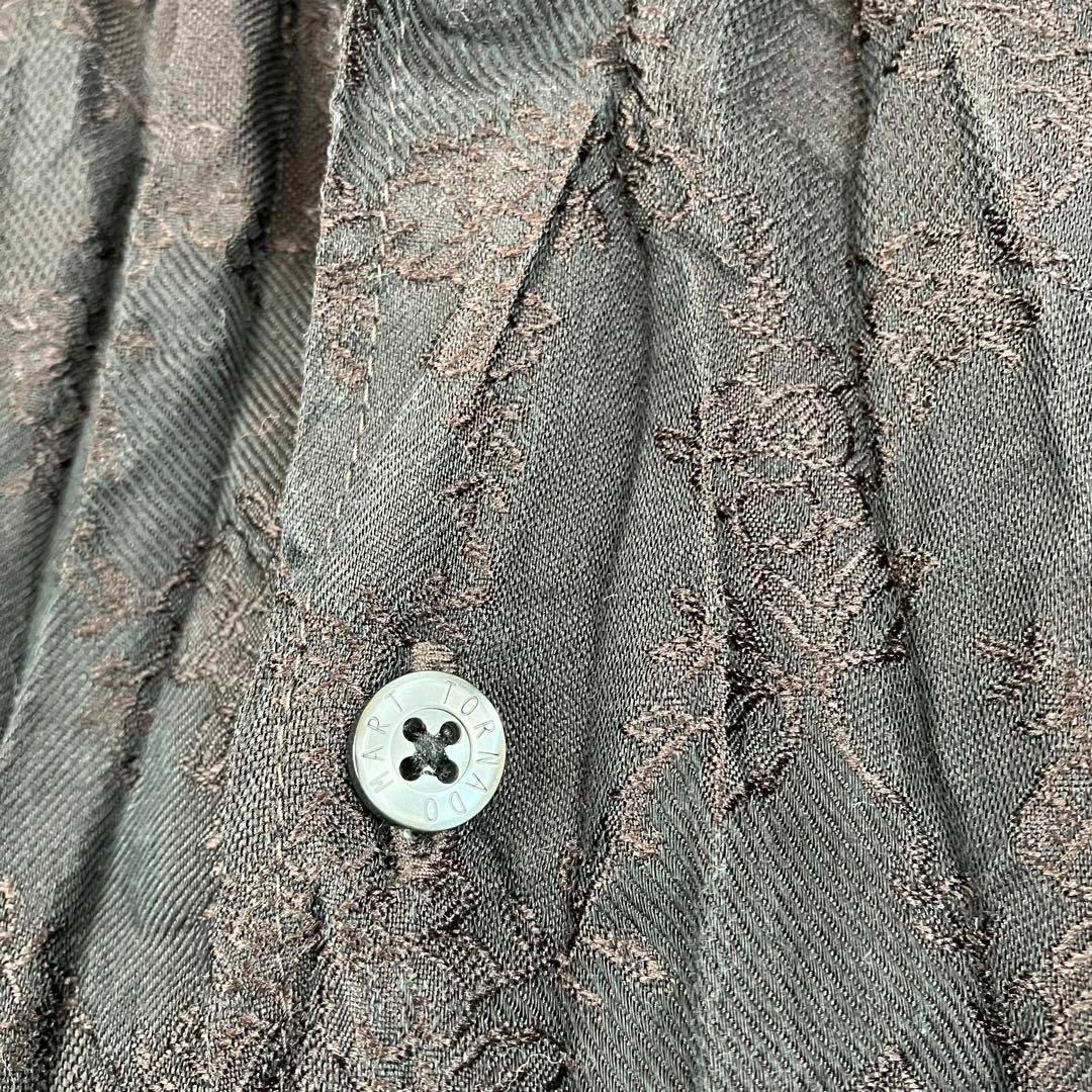 TORNADO MART(トルネードマート)の美品✨トルネードマート 長袖シャツ シワ加工 ジャガード 刺繍 花柄 茶色 M メンズのトップス(シャツ)の商品写真