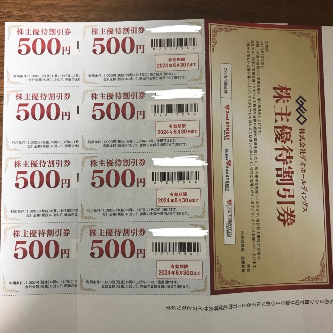 ゲオ　株主優待　4,000円分 チケットの優待券/割引券(ショッピング)の商品写真