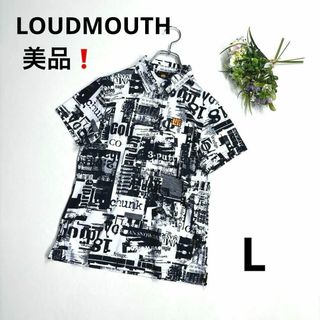 ラウドマウス(Loudmouth)の美品❗️ ラウドマウスゴルフ　L 半袖ポロシャツ　総柄　ホワイト　ブラック(ウエア)