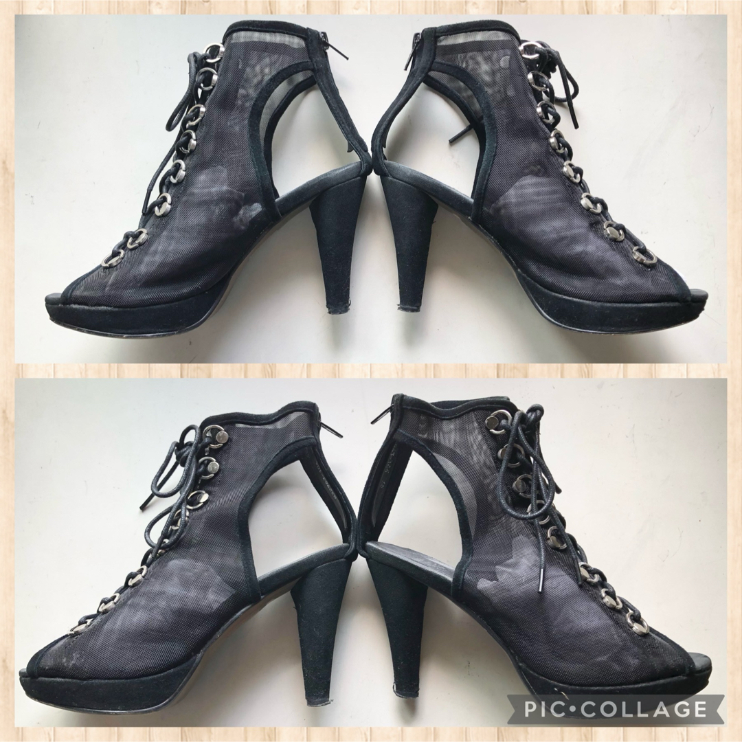 JEFFREY CAMPBELL(ジェフリーキャンベル)のJefferey Campbell メッシュレースアップサンダル 黒36 レディースの靴/シューズ(サンダル)の商品写真