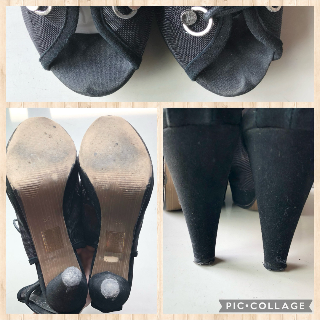 JEFFREY CAMPBELL(ジェフリーキャンベル)のJefferey Campbell メッシュレースアップサンダル 黒36 レディースの靴/シューズ(サンダル)の商品写真