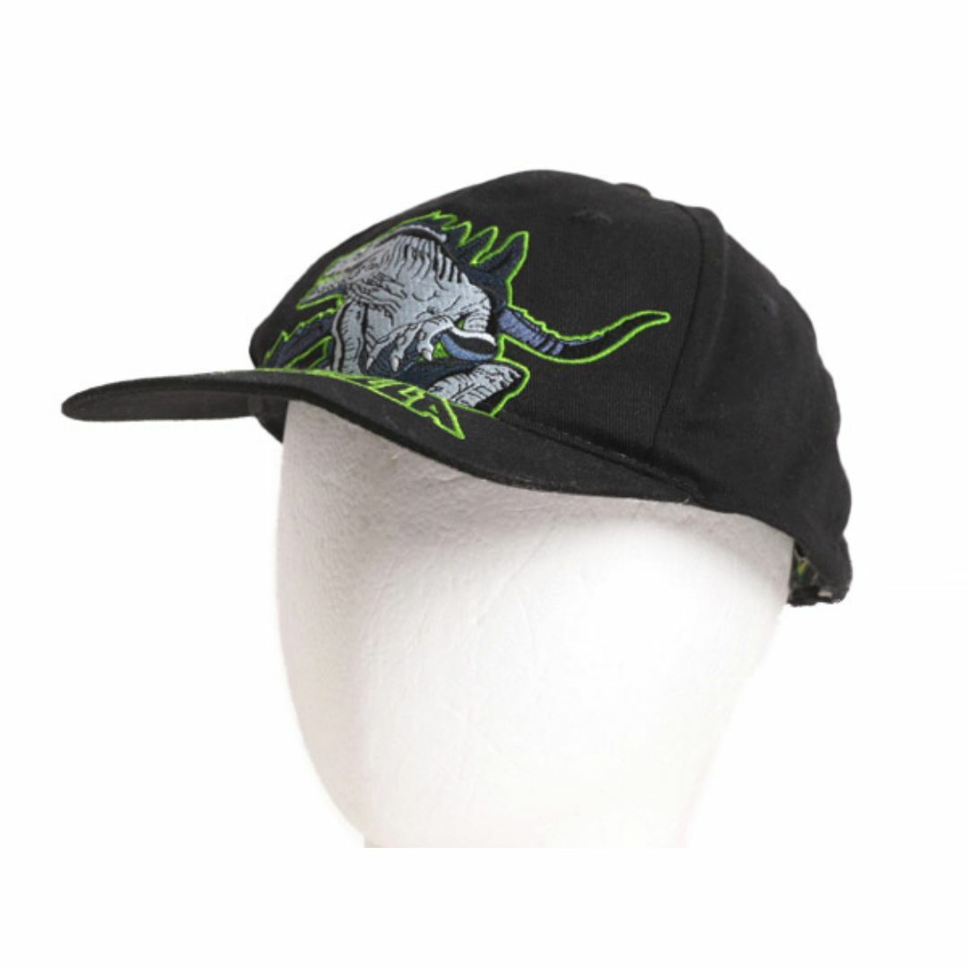 90s 1998年 当時物 ゴジラ 刺繍 ベースボール キャップ フリーサイズ 古着 90年代 オールド 帽子 ブラック キャラクター GODZILLA 映画 黒 メンズの帽子(キャップ)の商品写真