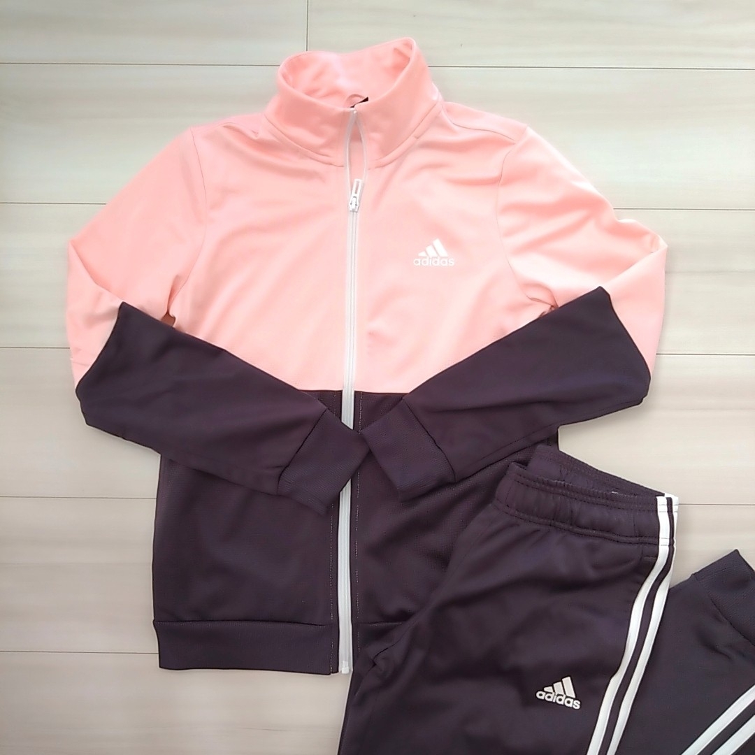 adidas(アディダス)のadidas ジャージセットアップ 上下 ピンク 160 ジュニア キッズ/ベビー/マタニティのキッズ服女の子用(90cm~)(その他)の商品写真