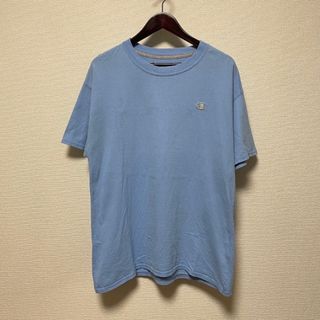 大人気　チャンピオン　Tシャツ　半袖　水色　刺繍ロゴ　古着　メンズ　XL(Tシャツ/カットソー(半袖/袖なし))