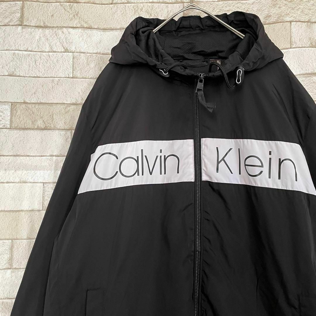 Calvin Klein(カルバンクライン)のカルバンクライン ナイロンジャケット 裏地メッシュ プリントロゴ 黒 白 M メンズのジャケット/アウター(ナイロンジャケット)の商品写真