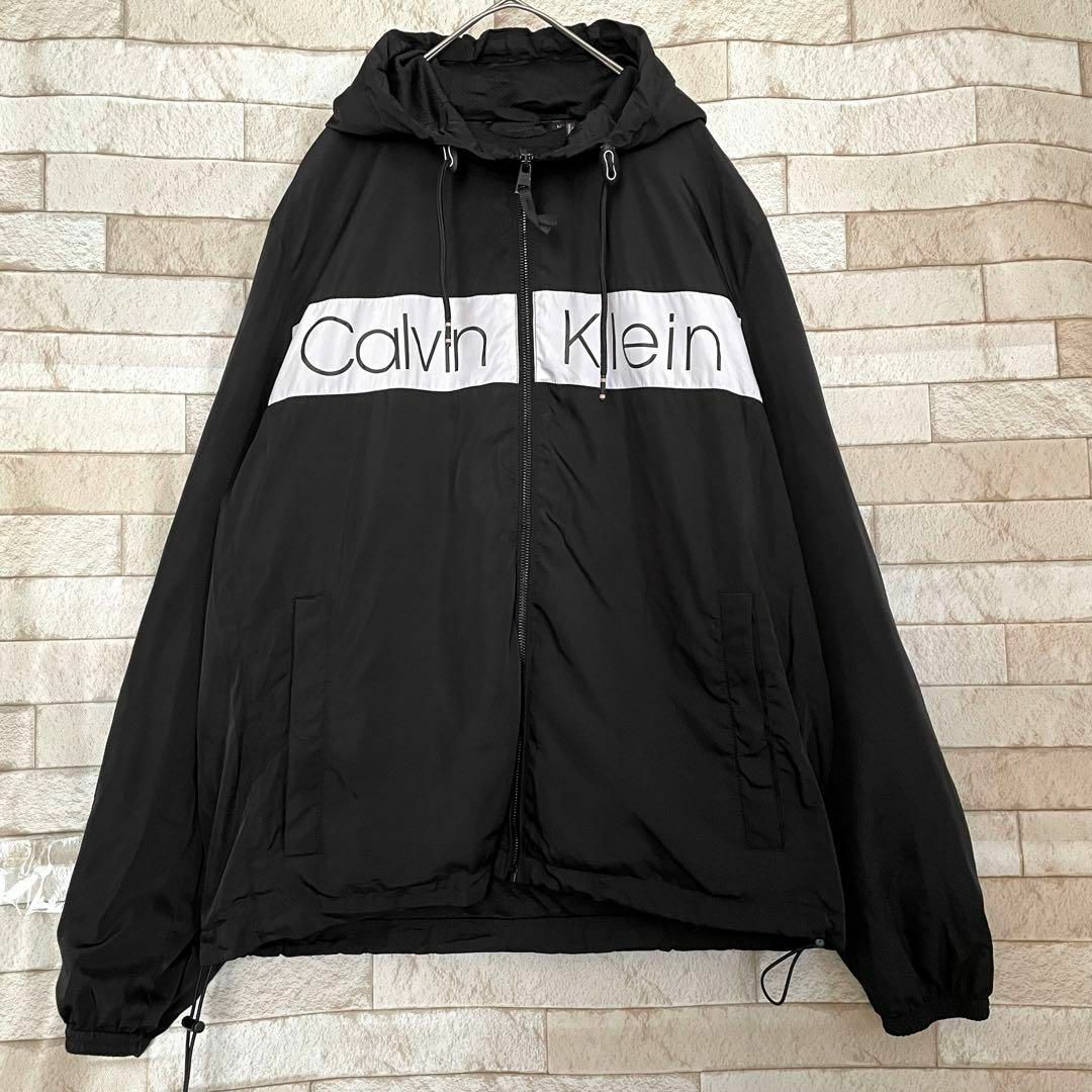 Calvin Klein(カルバンクライン)のカルバンクライン ナイロンジャケット 裏地メッシュ プリントロゴ 黒 白 M メンズのジャケット/アウター(ナイロンジャケット)の商品写真