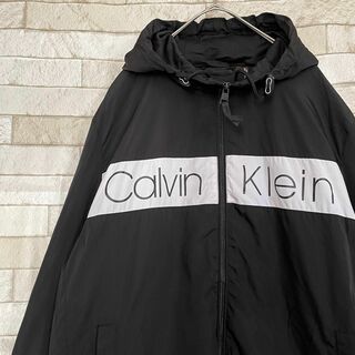 カルバンクライン(Calvin Klein)のカルバンクライン ナイロンジャケット 裏地メッシュ プリントロゴ 黒 白 M(ナイロンジャケット)