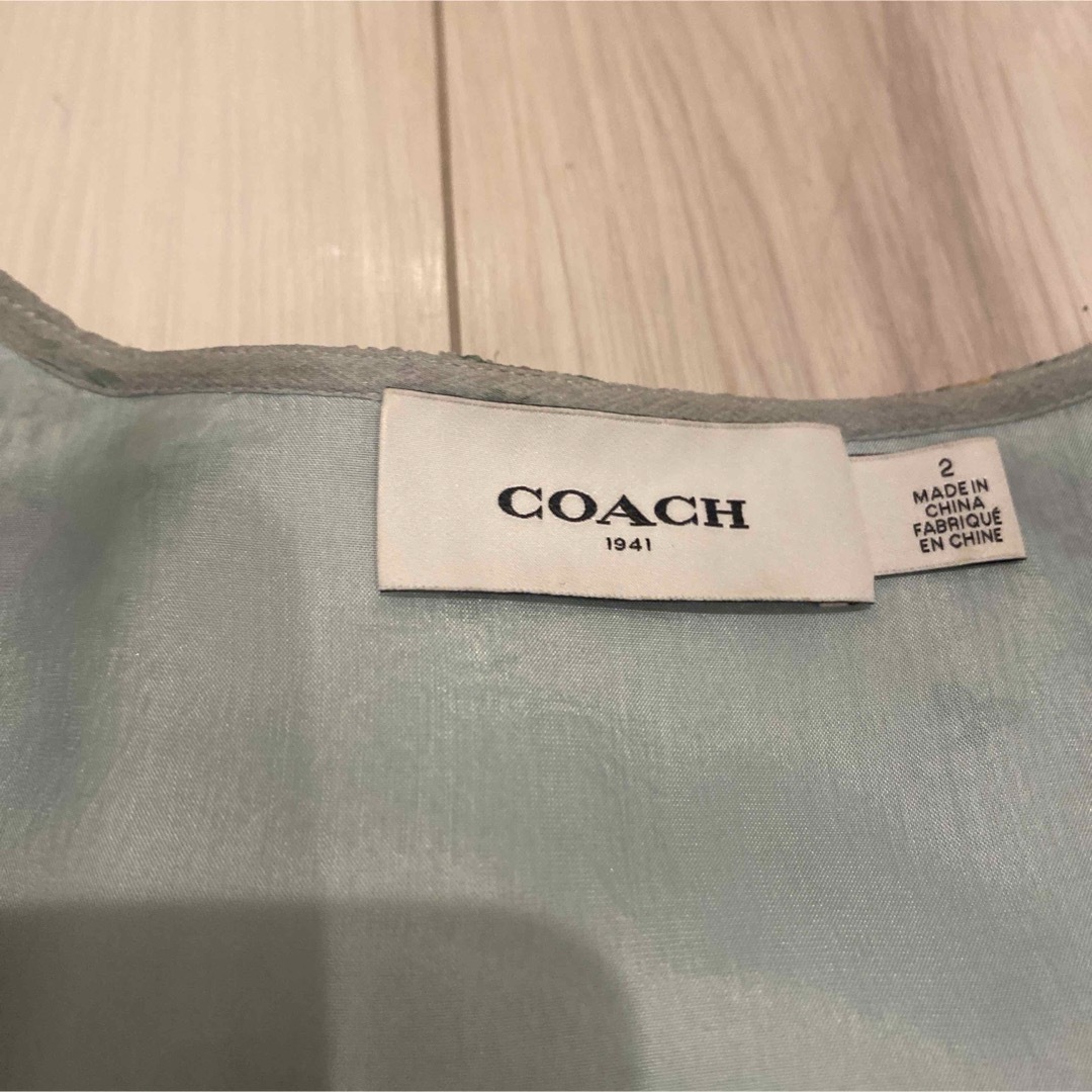 COACH(コーチ)の極美品❣️お買い得❣️coachコーチ春物チュニックワンピース　薄グリーン色 レディースのワンピース(ひざ丈ワンピース)の商品写真