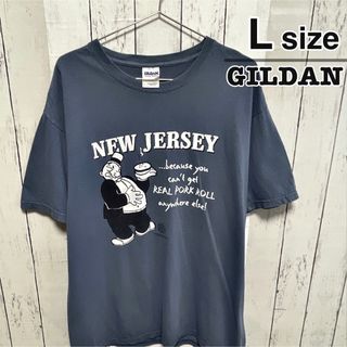 ギルタン(GILDAN)のUSA古着　GILDAN　Tシャツ　L　グレーブルー　キャラクター　プリント(Tシャツ/カットソー(半袖/袖なし))