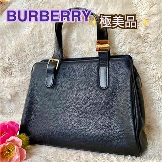 バーバリー(BURBERRY)の極美品✨　Burberry レザーハンドバッグ　ゴールドプレート　フォーマル(ハンドバッグ)