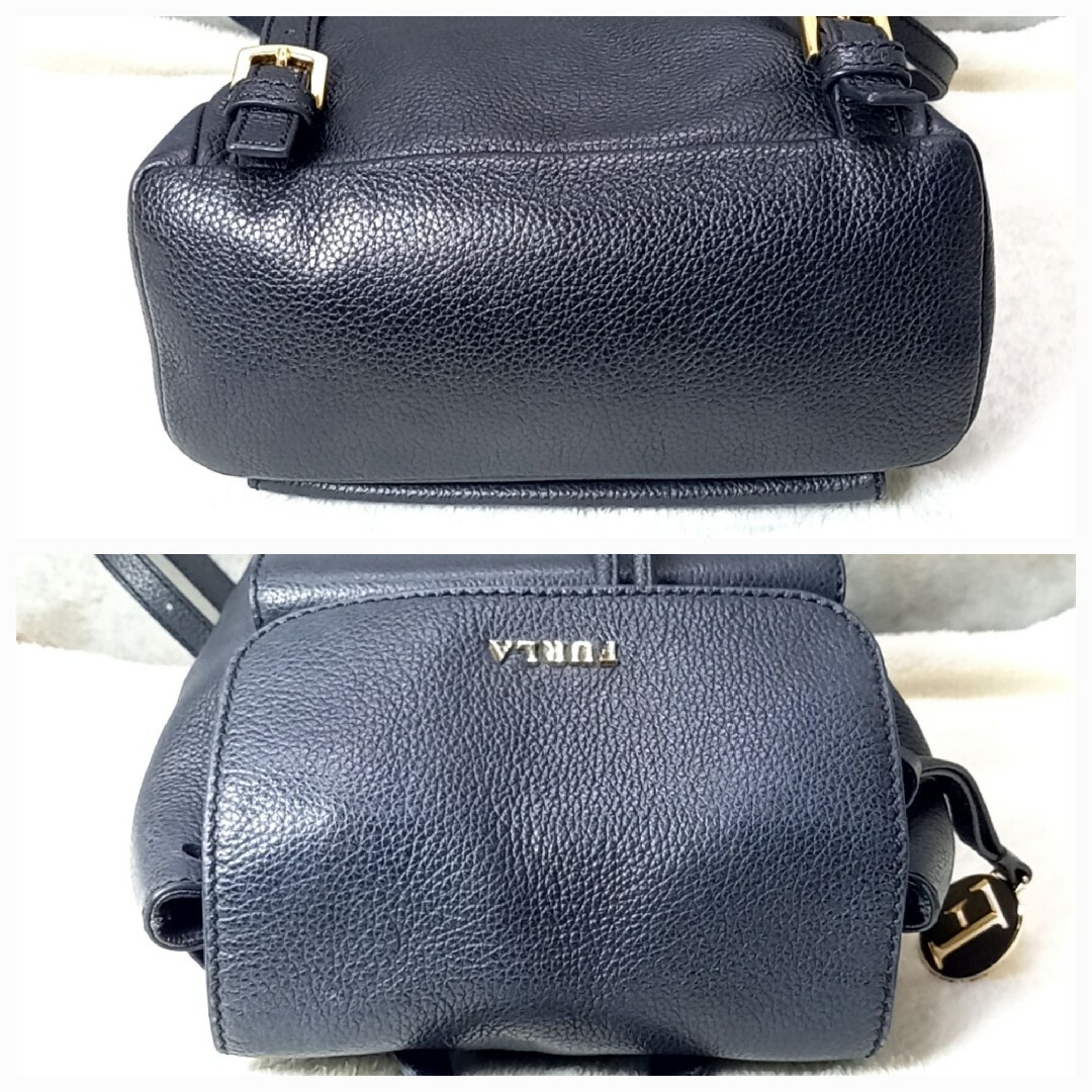 Furla(フルラ)の【美品】フルラ　FURLA　リュック　レザー　ネイビー レディースのバッグ(リュック/バックパック)の商品写真